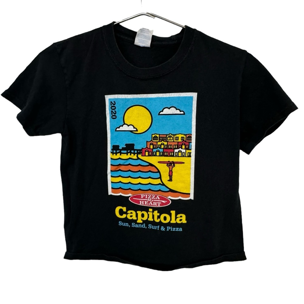 Pizza My Heart Capitola Santa Cruz CA Youth S Black T-Shirt Surf